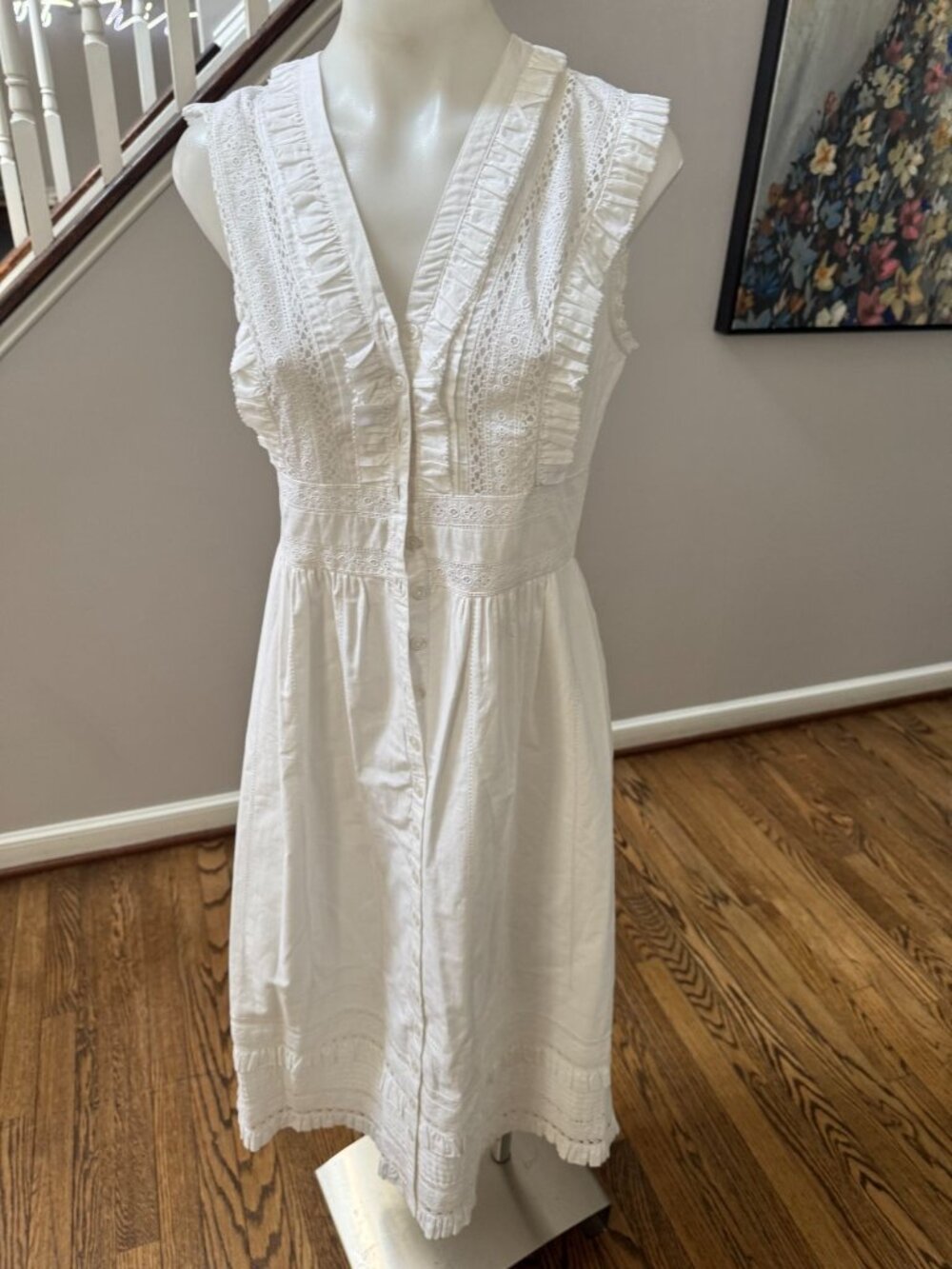 NWT Sea NY Lilli Eyelet Midi Dress White Cotton Size 4 - Picture 3 of 5
